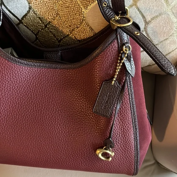 Coach burgundy leather and suede Lori bag - Picture 12 of 12
